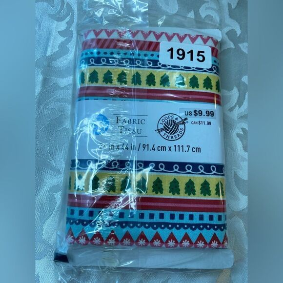 1917 - NWT Loops & Threads fabric tissu 1 yard of cotton fabric Christmas tree - Picture 5 of 7